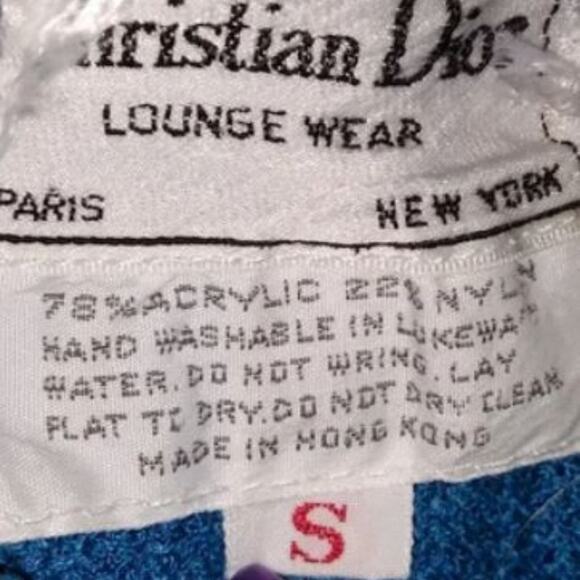 DIOR Maxi Knit Dress Sz S BLUE Turtleneck Luxe Bodycon Lounge Crochet RARE VNTG - Picture 12 of 16